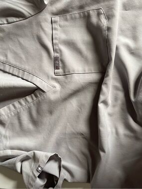 Figs V-Neck Scrub Top in Light Taupe